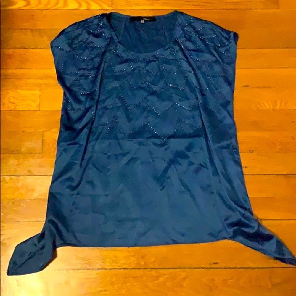 Bundle 3 for $30 sugarlips teal blue spiderweb Art Deco beaded top xs